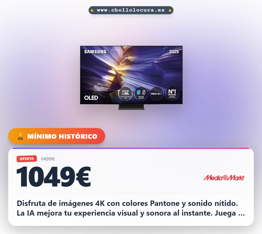 Aprovecha la TV Samsung 4K Vision AI con colores Pantone y juegos 144Hz en oferta histórica