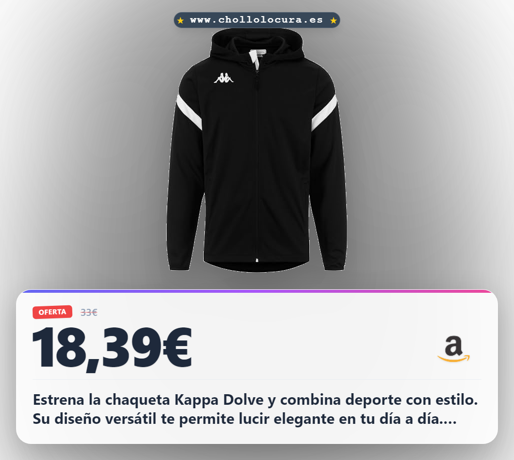 Descubre la chaqueta Kappa Dolve negra y blanca. Prenda deportiva de vestir XXL con detalles únicos al mejor precio.
