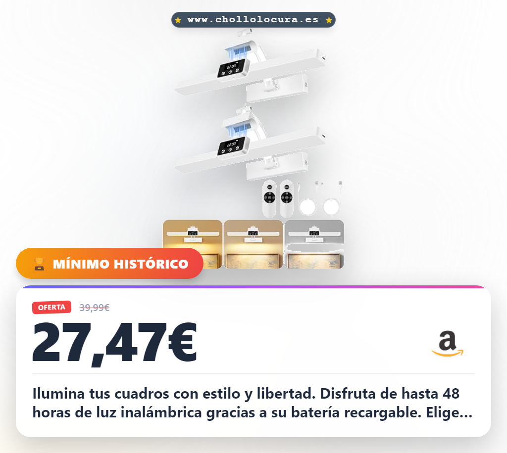 Ahorra la lámpara inalámbrica para cuadros con 3 temperaturas de color y gran autonomía al mejor precio