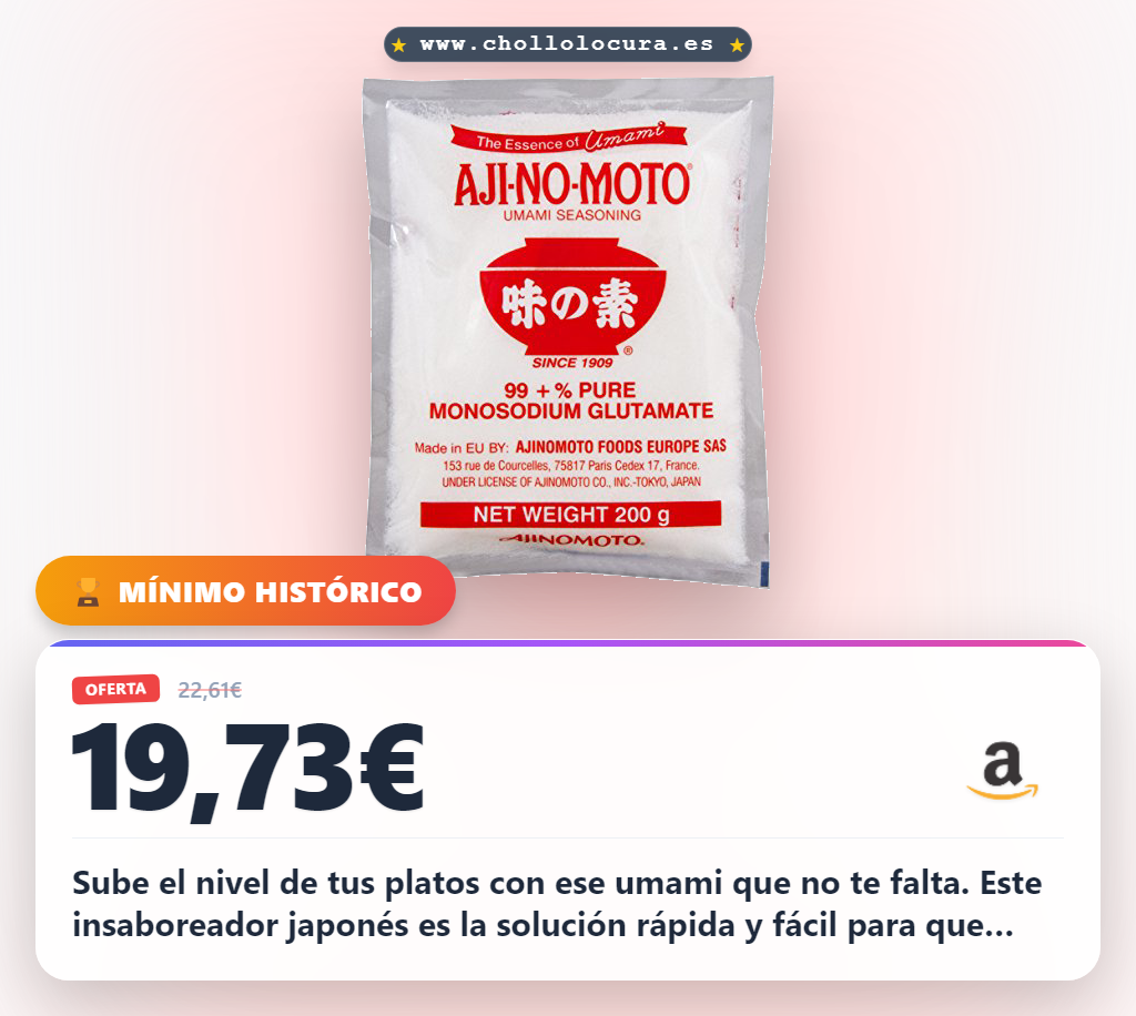 Consigue el Insaboredor Ajinomoto de glutamato monosódico para realzar el sabor umami a precio de chollo