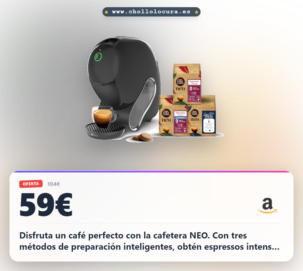 Aprovecha la cafetera NEO CAFFÈ NESCAFÉ Dolce Gusto 3 en 1. Incluye 3 packs de cápsulas y tecnología SMARTBREW.