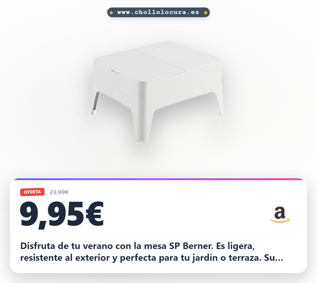 Consigue la mesa auxiliar SP Berner Alaska blanca. Ligera, apilable y resistente para exterior con cajón de almacenaje al mejor precio