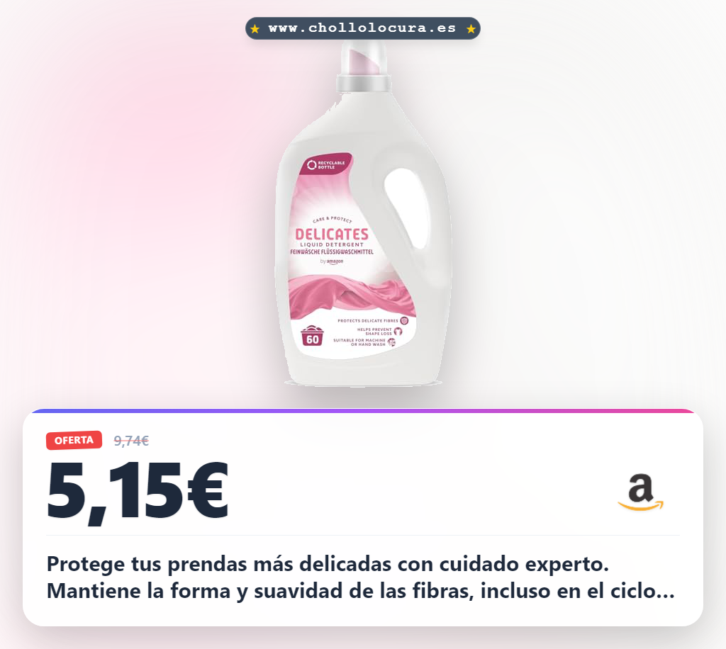 Aprovecha este detergente líquido para prendas delicadas con 60 lavados y protección de forma al mejor precio