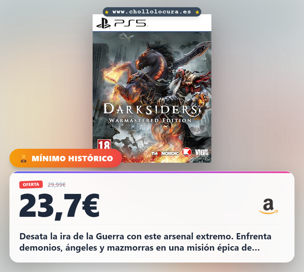 Aprovecha Darksiders Warmastered PS5: desata la ira de la Guerra y el arsenal demoníaco en oferta