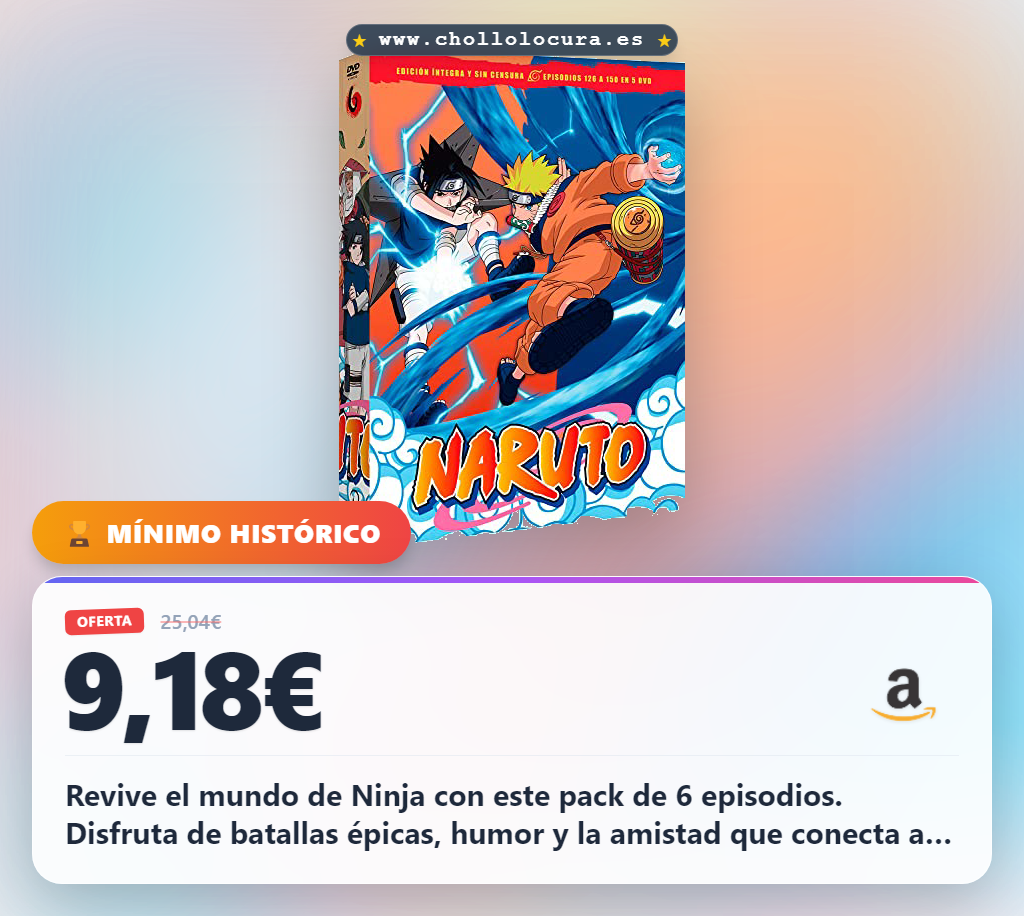 Aprovecha los episodios más emocionantes de Naruto 126 a 150 en un solo pack de DVD
