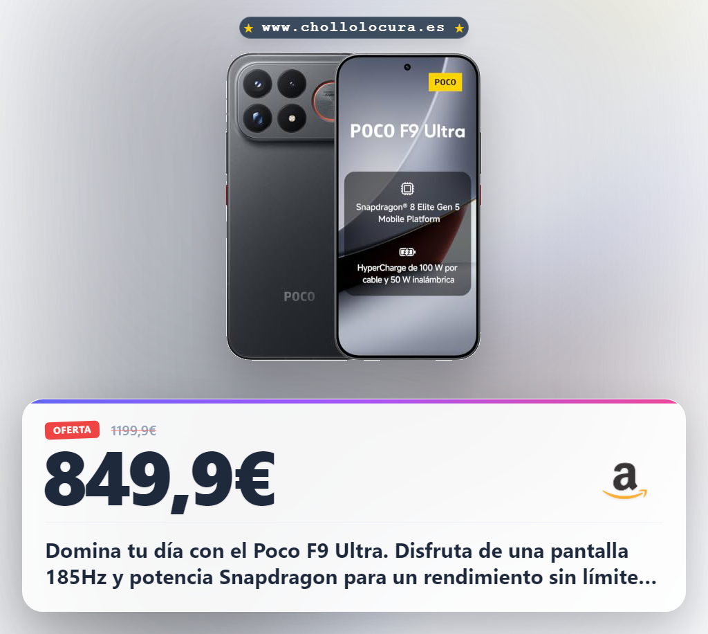 Obtén el Xiaomi Poco F9 Ultra con 8050mAh y carga 100W: rendimiento extremo a precio de chollo
