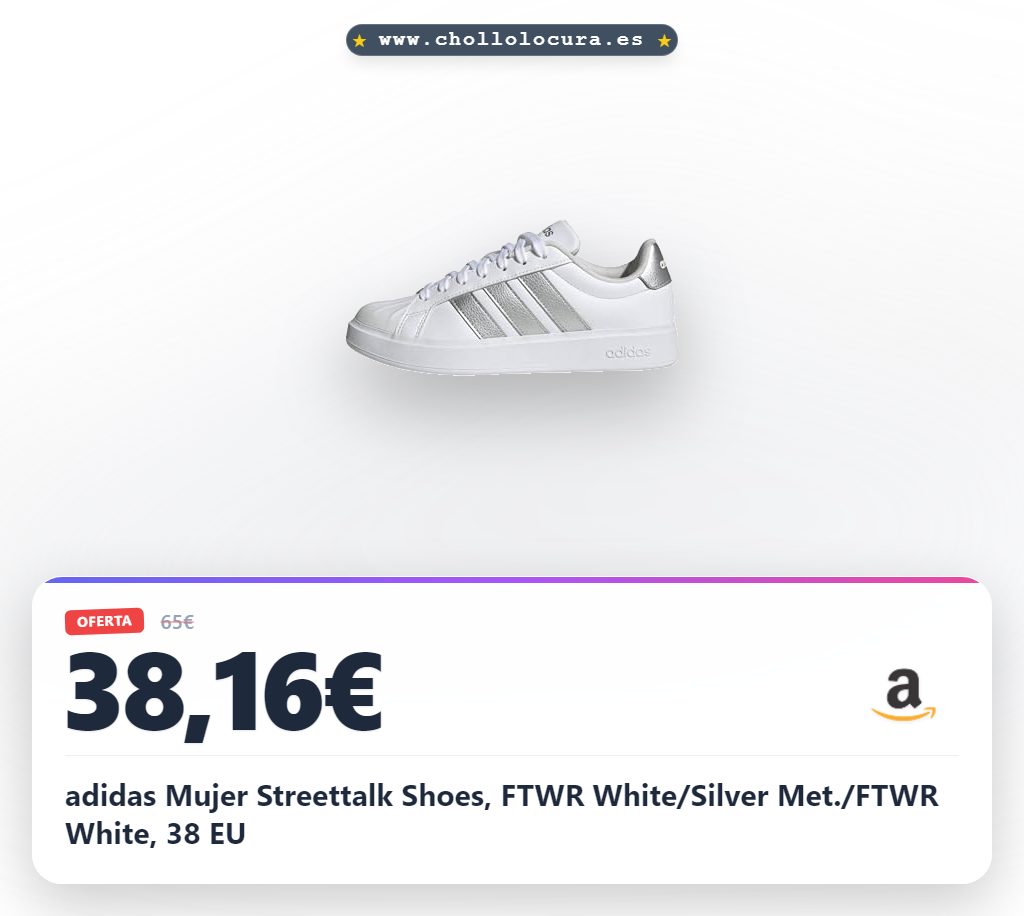 adidas Mujer Streettalk Shoes, FTWR White/Silver Met./FTWR White, 38 EU
