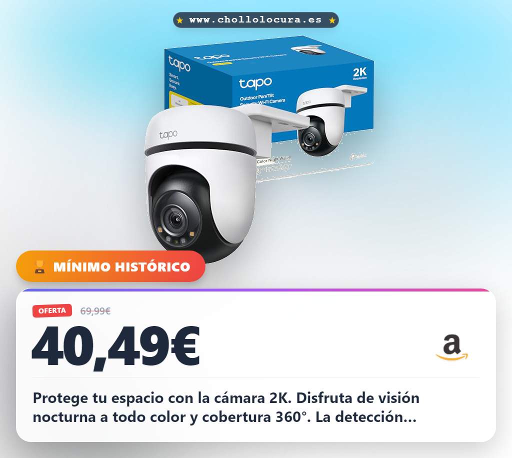 Consigue la cámara Tapo C510W 2K exterior con visión nocturna y detección inteligente IP65 al mejor precio
