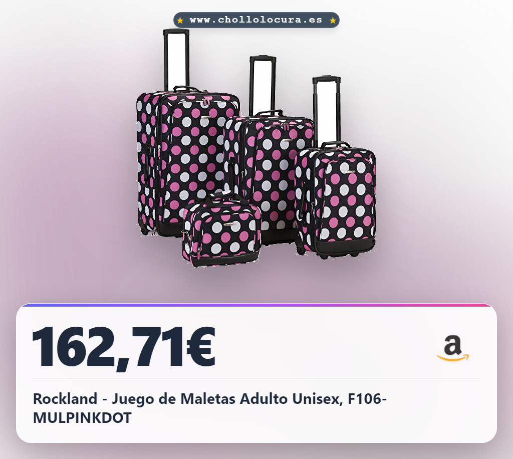 Rockland - Juego de Maletas Adulto Unisex, F106-MULPINKDOT