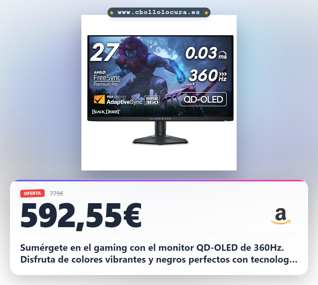 Consigue el monitor Alienware AW2725DF QD OLED 360Hz con 0.03ms y HDR400 al mejor precio