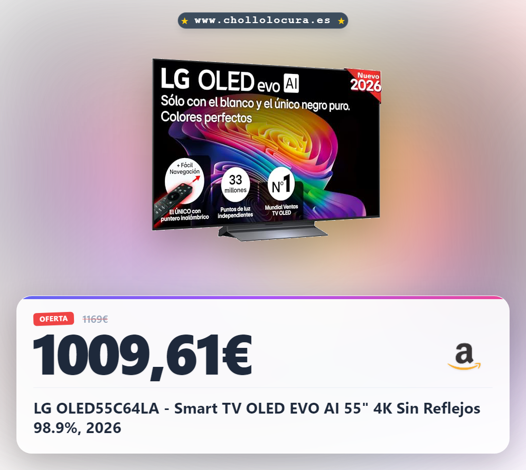 Descubre la Smart TV LG OLED 55" EVO AI con panel anti-reflejos y Gaming Pro 165Hz al mejor precio