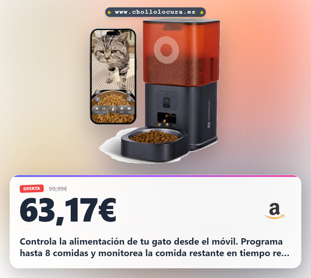 Encuentra el comedero automático para gatos con cámara 6L. Con app, programa hasta 8 comidas y monitorea en tiempo real