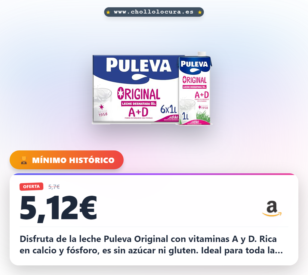 Aprovecha la leche Puleva Original con vitaminas A y D sin azúcar ni gluten para toda la familia
