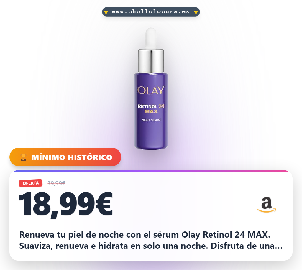 Aprovecha el sérum Olay Retinol 24 MAX* para renovar y hidratar tu piel durante la noche al mejor precio