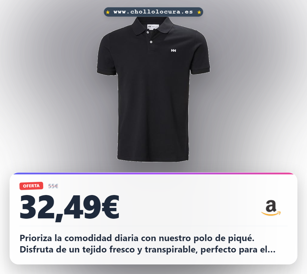 Logra la comodidad diaria con el polo Helly Hansen Hudson negro XL en oferta histórica.