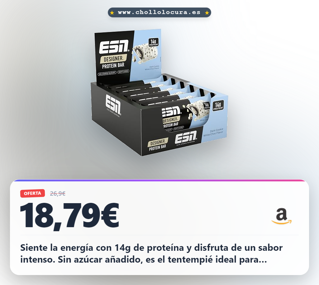 Aprovecha la barra ESN Designer de chocolate blanco y proteína para controlar tu dieta al mejor precio