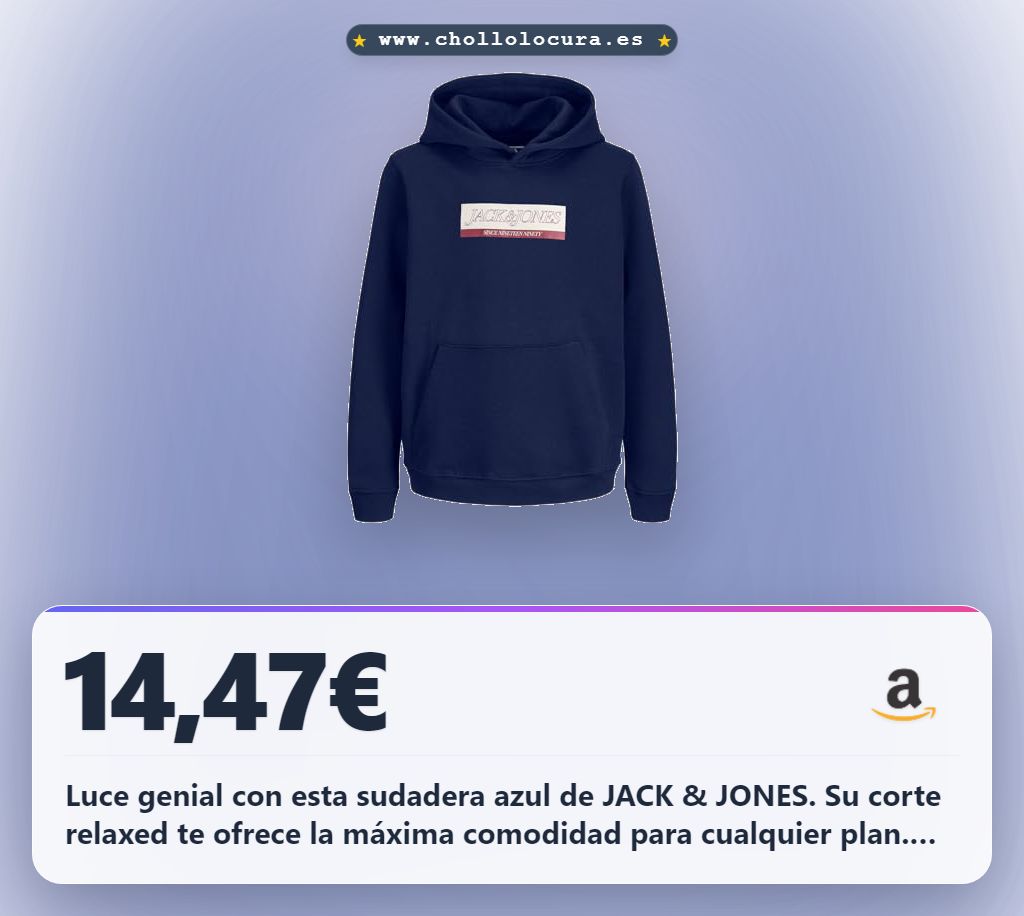 Encuentra la Sudadera JACK & JONES Boys Azul 152 con corte relaxed fit y estilo casual al mejor precio.
