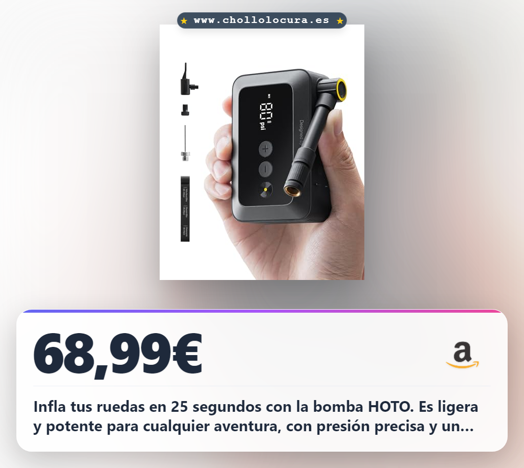 Consigue el inflador de ruedas HOTO mini para bicicleta y coche al mejor precio en oferta