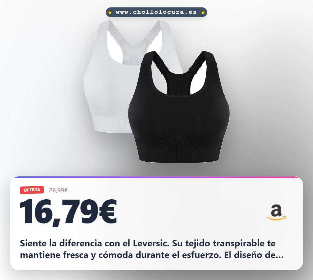 Consigue sujetador deportivo Leversic racerback ajustable alta sujeción para mujer S-3XL