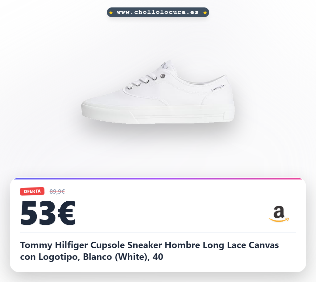 Tommy Hilfiger Cupsole Sneaker Hombre Long Lace Canvas con Logotipo, Blanco (White), 40