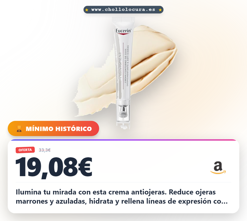 Aprovecha esta crema Eucerin Anti-Pigment Contorno de Ojos iluminador con Ácido Hialurónico para una mirada radiante