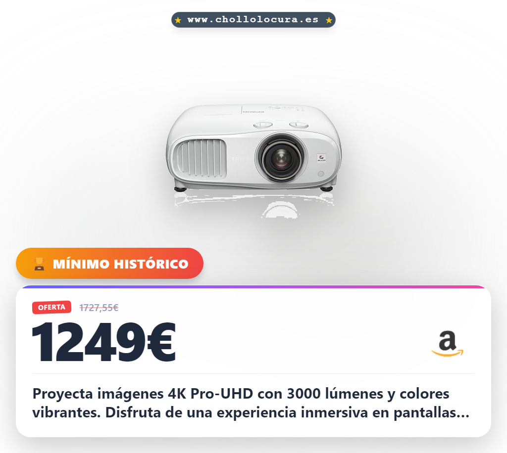 Aprovecha el proyector Epson EH-TW7100 4K Pro-UHD de 3000 lúmenes con pantalla de 500 pulgadas y 2 HDMI en oferta