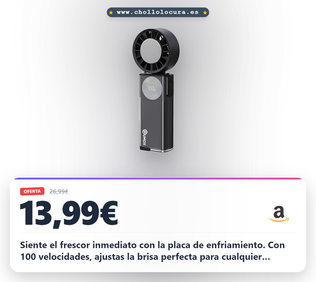 Siente el frescor inmediato con la placa de enfriamiento. Con 100 velocidades, ajustas la brisa perfecta para cualquier momento. Su batería de larga duración te acompaña en viajes y oficina. Diseño plegable y potente para que nunca te falte frescura.