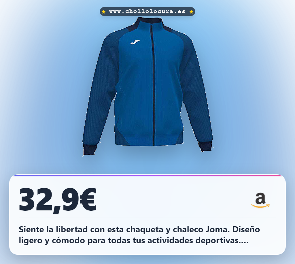 Aprovecha la chaqueta y chaleco Joma Hombre Royal Marino con diseño ligero para deporte