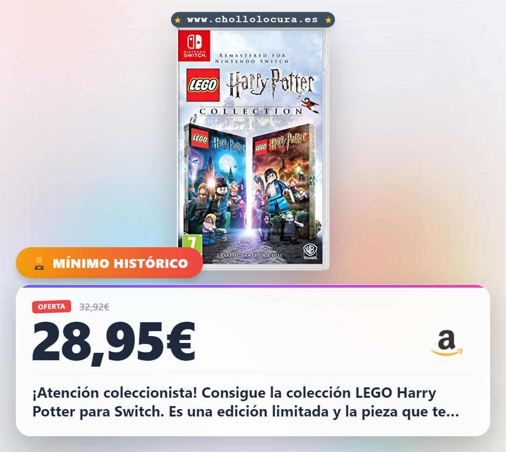 Llévate la colección LEGO Harry Potter para Nintendo Switch con importación inglesa a precio de chollo hoy en oferta histórica.