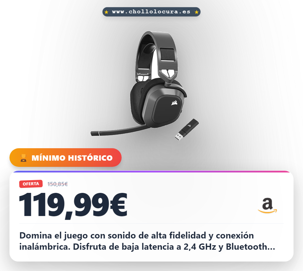 Consigue los auriculares Corsair HS80 MAX inalámbricos con sonido de alta fidelidad y 65 horas de batería en oferta