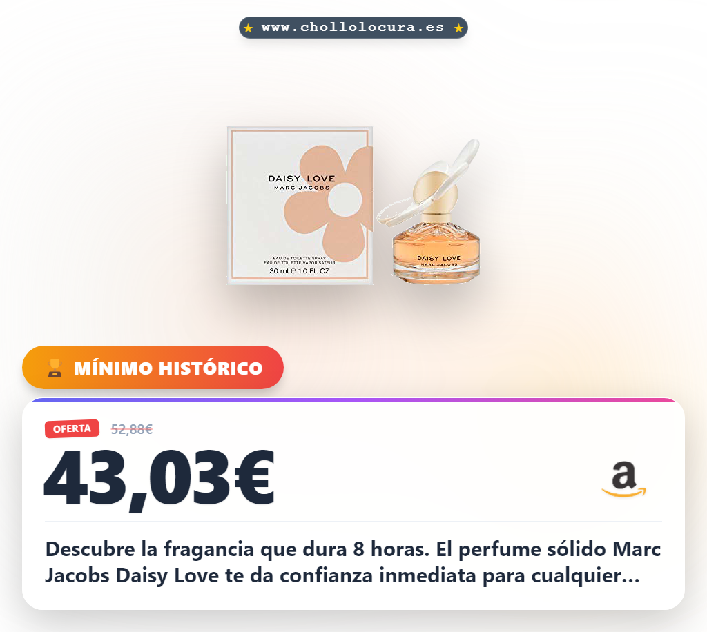 Aprovecha la fragancia Marc Jacobs Daisy Love en formato sólido de 30 ml para disfrutar de 8 horas de aroma único