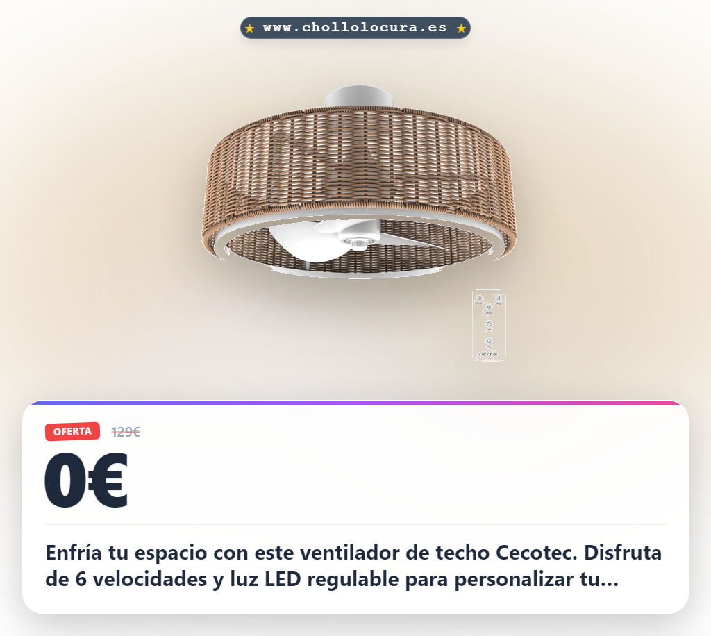 Aprovecha este ventilador de techo Cecotec EnergySilence con luz LED y 6 velocidades. Consigue confort y eficiencia.