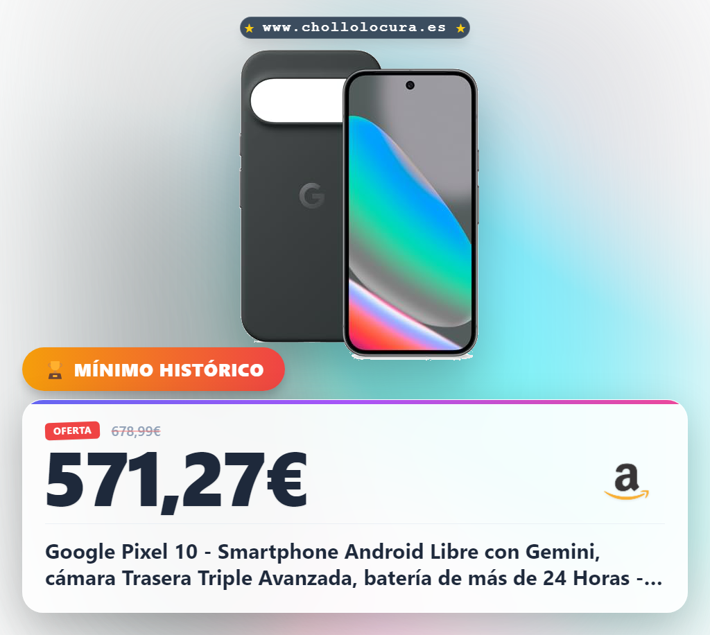 Google Pixel 10 - Smartphone Android Libre con Gemini, cámara Trasera Triple Avanzada, batería de más de 24 Horas - Obsidiana, 128GB + Funda Pixelsnap para Pixel 10 & Pixel 10 Pro - Obsidiana