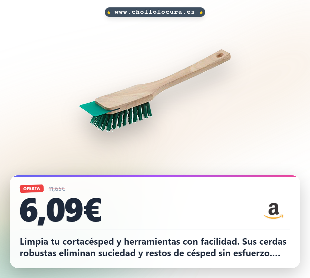 Obtén el cepillo para cortacésped con raspador de madera de haya y cerdas robustas al mejor precio del año