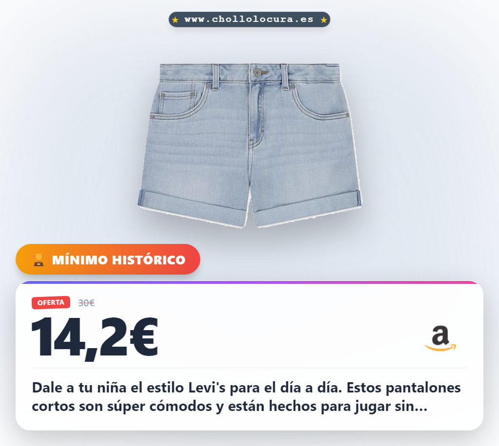 Aprovecha estos vaqueros cortos Levi's para niñas de 5 años en oferta y para uso diario al mejor precio