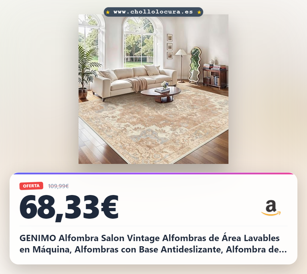 GENIMO Alfombra Salon Vintage Alfombras de Área Lavables en Máquina, Alfombras con Base Antideslizante, Alfombra de Dormitorio de Pelo Corto para Cocina, Comedor, Naranja, 200X290CM