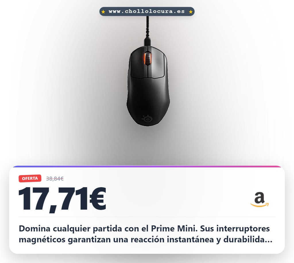 Descubre el ratón gaming SteelSeries Prime Mini para FPS con interruptores ópticos magnéticos y diseño ultra ligero al mejor precio.