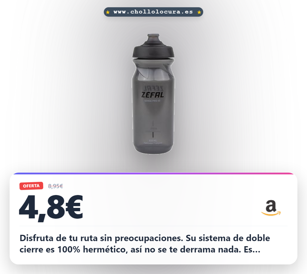 Aprovecha el bidón ZEFAL Sense Pro 650ml negro ahumado ligero y hermético para tu bici