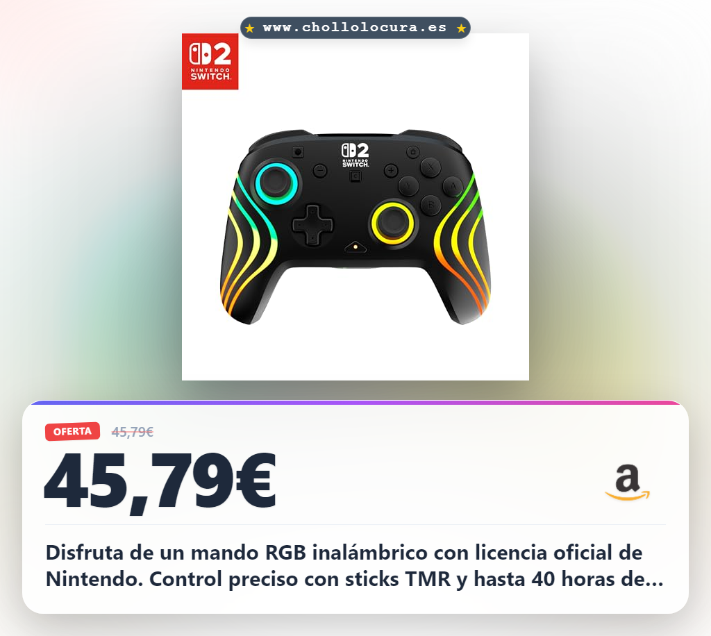 Consigue el mando RGB inalámbrico Turtle Beach para Nintendo Switch 2 con TMR y 40h de batería