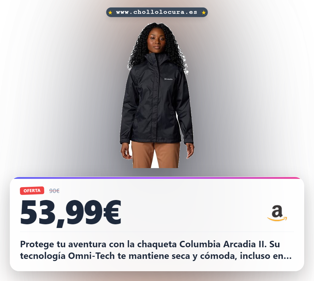 Ahorra en la chaqueta Columbia Arcadia II impermeable y transpirable con diseño plegable al mejor precio del año