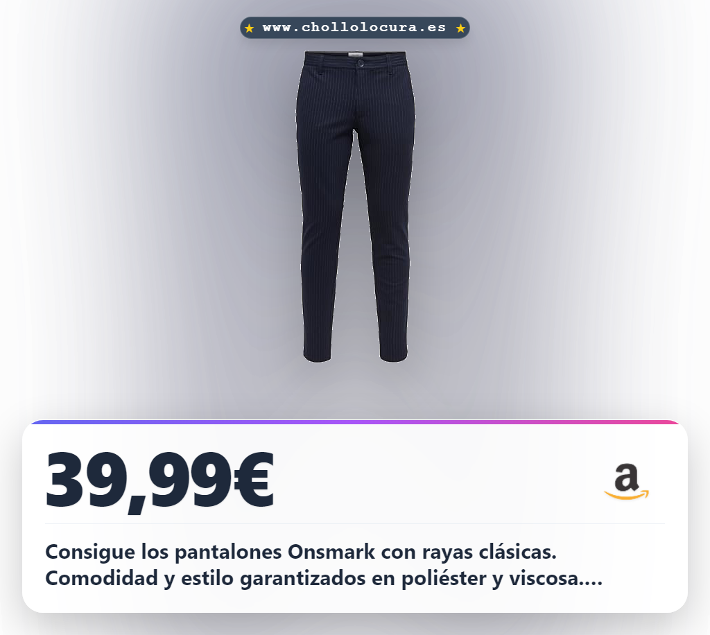 Consigue pantalón clásico Onsmark con rayas y bolsillos en oferta histórica