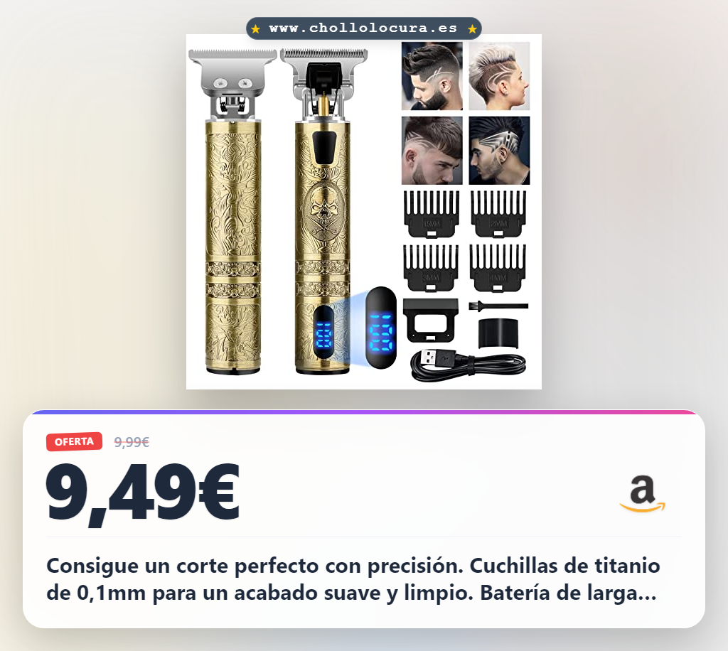 Consigue la recortadora de pelo profesional para hombre con pantalla LED y carga USB inalámbrica al mejor precio