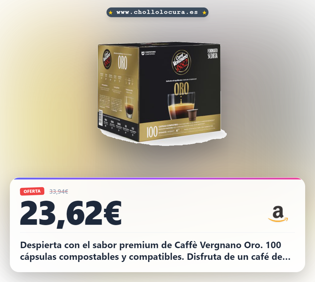 Descubre Caffè Vergnano 1882-100 Cápsulas de Café Oro Compostables y Compatibles al mejor precio