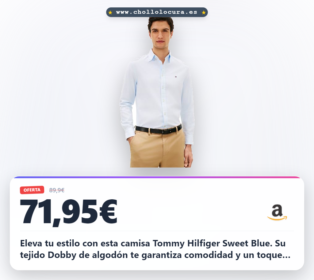 Compra la Camisa Hombre Tommy Hilfiger Flex Dobby de Algodón Azul Sweet Blue al mejor precio
