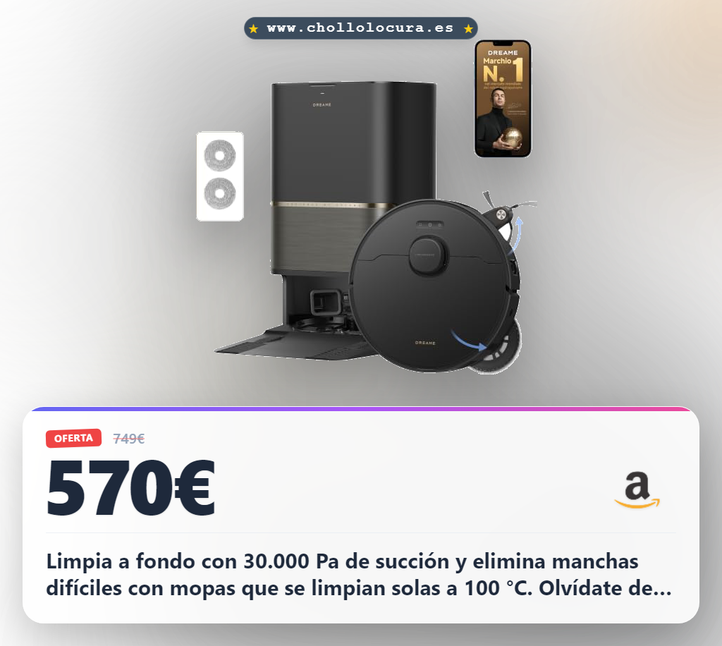 Encuentra el robot aspirador Dreame L50s Pro Ultra-A con succión 30.000 Pa y vaciado automático en oferta.