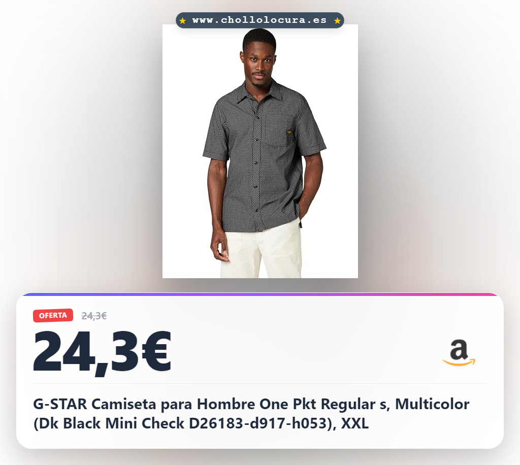 G-STAR Camiseta para Hombre One Pkt Regular s, Multicolor (Dk Black Mini Check D26183-d917-h053), XXL
