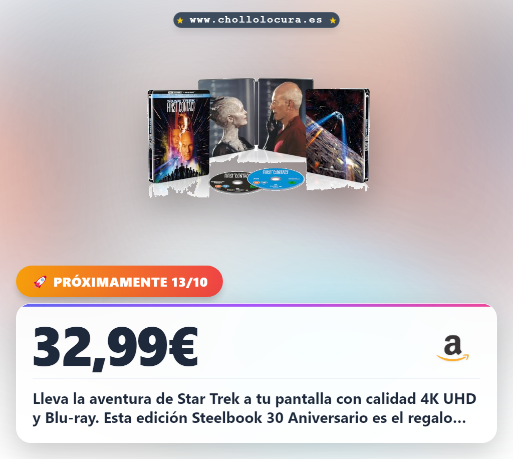 Consigue Star Trek VIII Primer Contacto Steelbook 30 Aniversario 4K UHD Blu-ray a precio de chollo