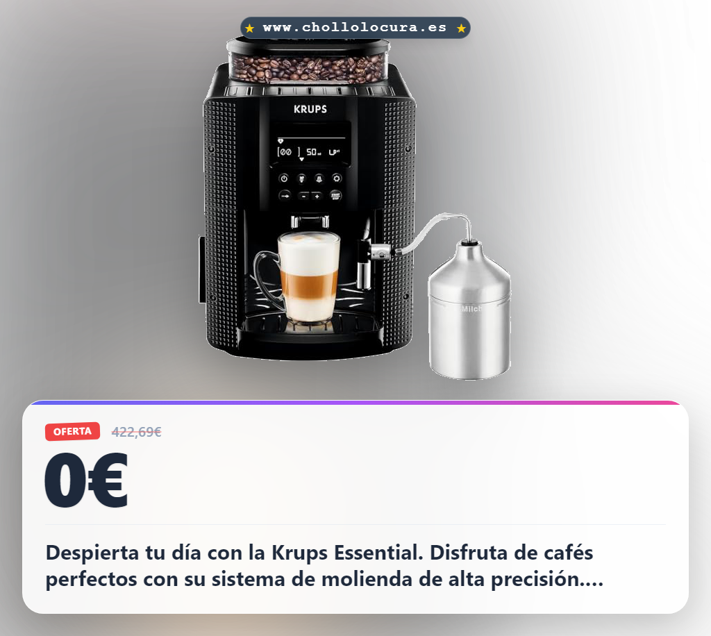 Aprovecha la cafetera Krups Essential automática con molinillo integrado y espuma para café perfecto