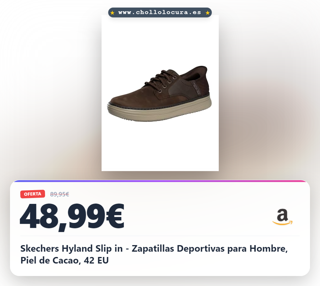 Skechers Hyland Slip in - Zapatillas Deportivas para Hombre, Piel de Cacao, 42 EU