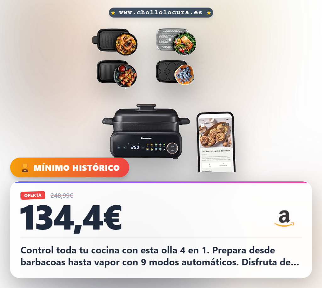 Encuentra el Panasonic NF-GM400 Multi Cooker 4 en 1 con 9 modos y extractor de humo a precio de chollo